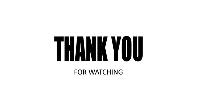 Abstract thank you for watching with blinking text animation isolated on a white background. 4k video