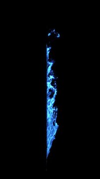 Vertical blue flames spreading on black backgrounds effect rendering
