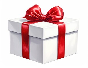 Obraz premium White box w/ red ribbon & bow. Isolated. Clean. Simple