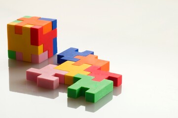 Colorful rubber blocks on white  background.