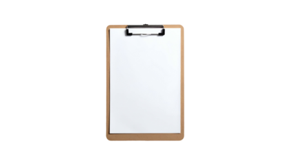 Clip board with blank white paper, centered on black