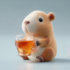 Cute Capybara Enjoying a Warm Cup of Tea