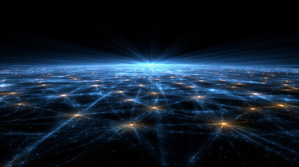 Distributed Computing Network Visualization - Futuristic Digital Technology Grid