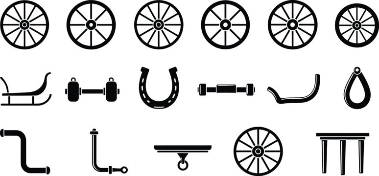 Vintage western carriage and horse equipment silhouette collection