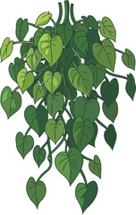 verdant rhythm heartshaped leaves dancing with natural grace and serene growth, isolated on transparent background