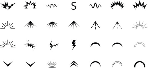 Collection of abstract hand drawn graphic elements in black