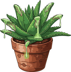 aloes living balm green essence dripping, a metaphor for natural wellness and care, isolated on transparent background