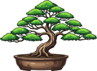 ancient craft, modern appeal stylized bonsai reflecting patience, growth, and inner calm, isolated on transparent background
