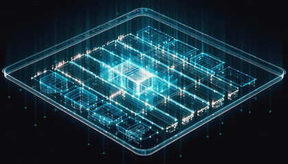 Digital Circuitry Blueprint: Futuristic digital schematic displaying a complex network of interconnected circuits, radiating an aura of technological prowess.