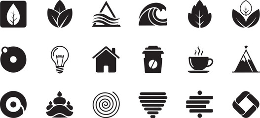 Monozen icon set collection isolated on white background