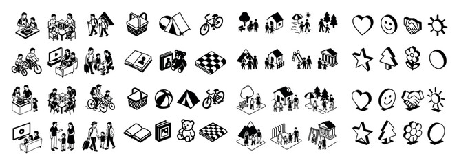 Isometric icons: diverse activities set