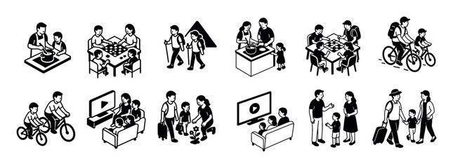 Fototapeta premium Family Isometric Icons