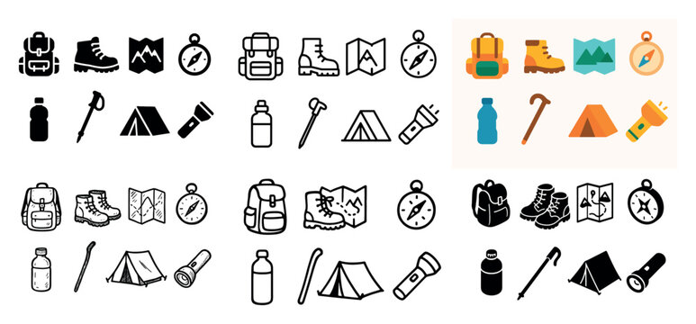 Outdoor adventure icons collection