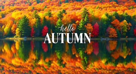 Celebrate autumn with vibrant foliage reflecting on tranquil lake water