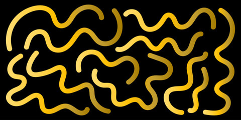 Abstract golden wavy lines on black background modern art illustration