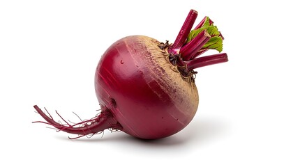 Single fresh raw beetroot vegetable isolated on white background