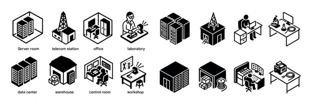 Fiber Optic Icons Grid
