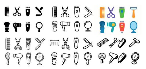 Barber tools and icons collection