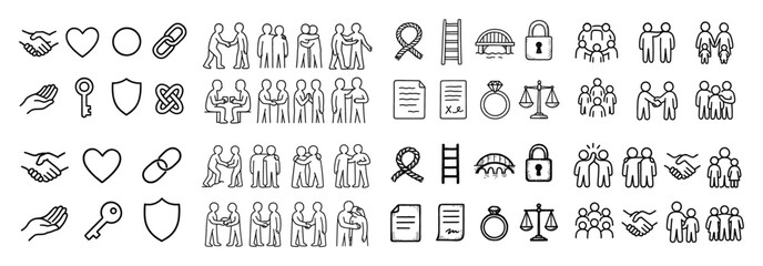Diverse icon set for relationships and symbols