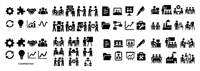 Business cooperation icons collection