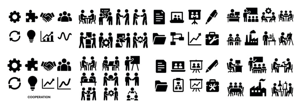 Business cooperation icons collection