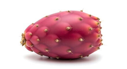 Single ripe prickly pear fruit isolated on white background