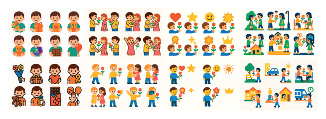 Diverse emojis kids activities set