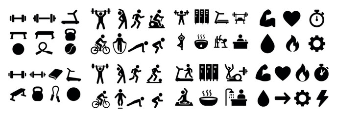 Fototapeta premium Fitness icon set: exercise activities