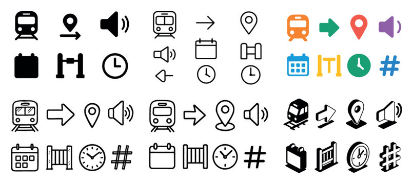 Transportation and navigation icons set