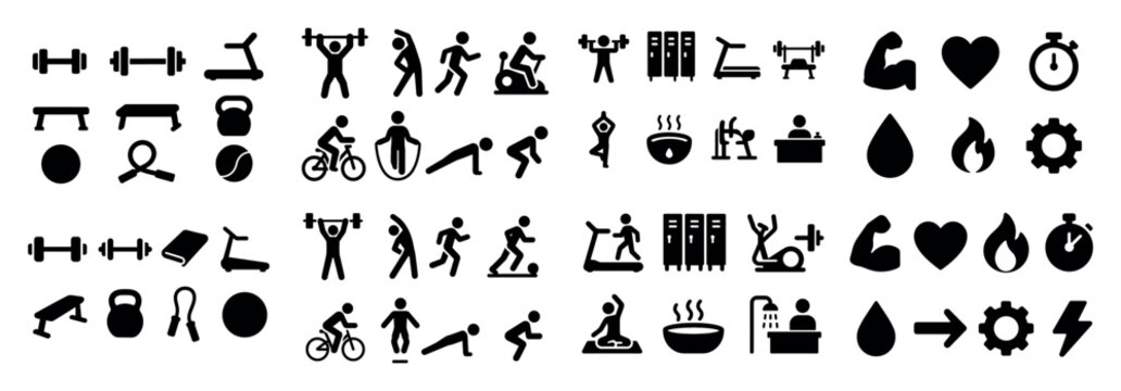 Fitness icon set: exercise activities