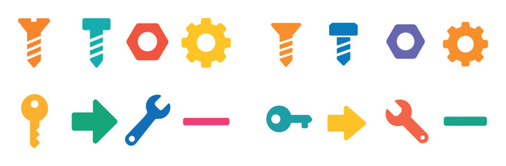 Colorful Furniture Fittings Icons