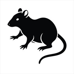 Rat silhouette vector isolated on white background for animal concept