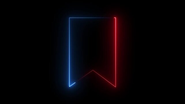 Glowing neon line bookmark save icon animation. representing saved pages, reading list, favorites, quick access, marked items, and modern digital interface navigation tool design