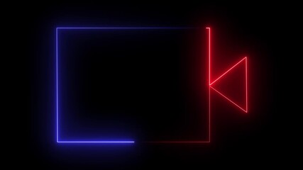glowing neon camera icon isolated , recording, and film themes. Social media video camera icon for app. camera frame pictogram photograph animated