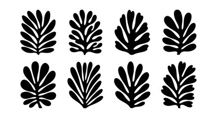Fototapeta premium Beautiful black botanical silhouettes for modern designs or elegant tropical themed projects and creative backgrounds