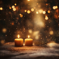 Cozy candle light glowing with holiday sparkles for festive celebration and peaceful Christmas spirit