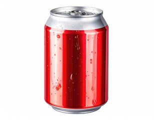 Red beverage can with condensation
