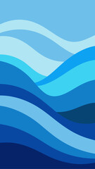 Fototapeta premium Illustration of wavy blue lines in different shades of blue on transparent background