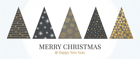 Christmas card background with abstract christmas tree decoration gold black isolated