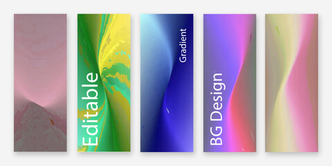 Aesthetic background with a grainy texture. Holographic gradient background. Retro poster cover template. Modern, colorful gradient posters set.