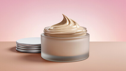 Creamy swirl jar on a soft backdrop