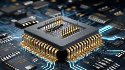 Precision Microchip Technology: Intricate Electronic Circuit Board Macro Closeup