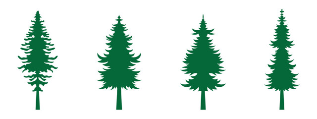 Obraz premium Collection of Christmas tree silhouettes for traditional holiday designs