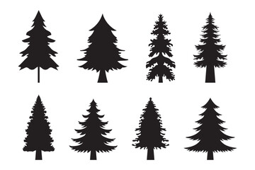 Christmas Tree Silhouette Vector Icon Collection