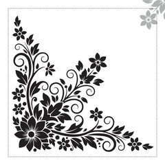 Dark floral design swirling vines and flowers in a corner 02