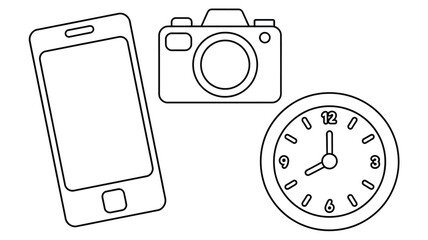 Time for creative content with phone camera and clock illustration