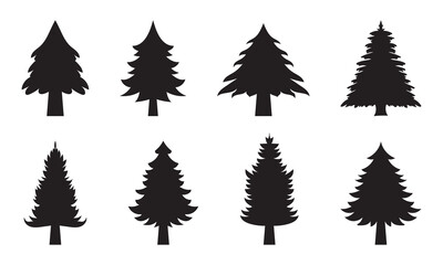 Fototapeta premium christmas tree icon set silhouette on white background