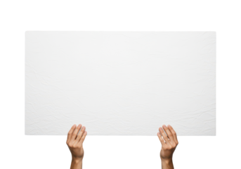 Hands Holding a Blank White Paper Poster for Presentations and Creative Designs