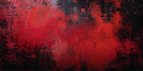 Abstract vivid red and white grunge background with paint splatters. Layered splashes, scattered paint marks, Irregular splashes, blotches, streaks, and textured areas opacity with modern.