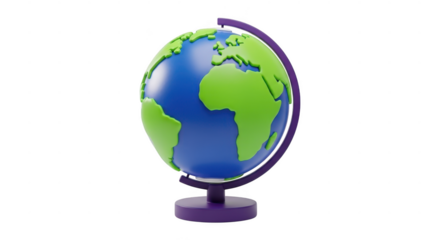 Stylized globe on stand isolated on transparent background